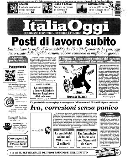 Italia oggi : quotidiano di economia finanza e politica